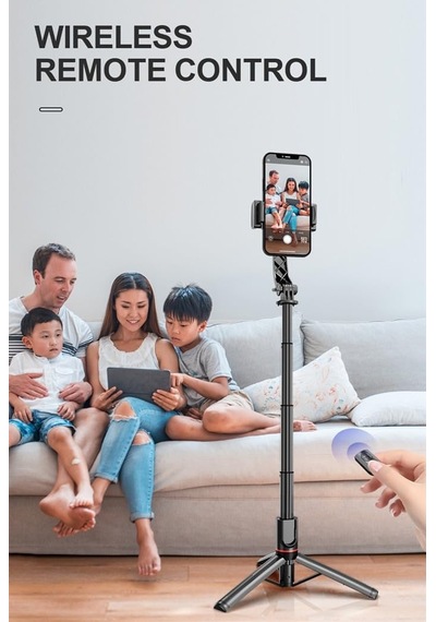 Gimbal Stabilizer Selfie Stick Tripod 2'si 1 Arada Kablosuz Bluetooth Uzaktan Kumandalı, 700mm Ayarlanabilir Yükse