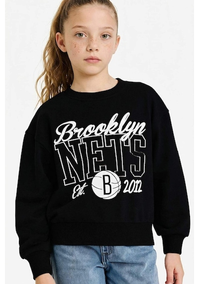 Defacto Kız Çocuk Nba Brooklyn Nets Oversize Geniş Kalıp Bisiklet Yaka Sweatshirt F3415a825aubk81 Siyah-bk81