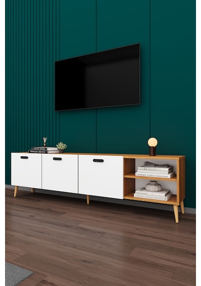 Asra Trend Tv Ünitesi T-20 %100 MDF 200 cm Büyük Boy Tv Sehpası Dolaplı Raflı Petra-Beyaz Asra Trend Tv Ünitesi T-20 %100 MDF 200 cm Büyük Boy Tv Sehpası Dolaplı Raflı Petra-Beyaz