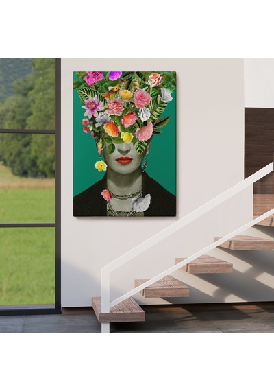 Çiçek Başlı Ünlü Ressam Portresi Kanvas Tablo-5131 70 X 100