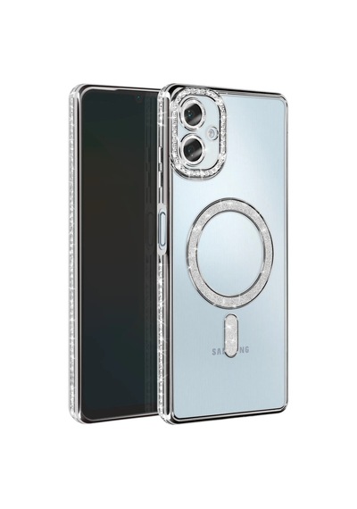 Samsung Galaxy Uyumlu A06 Joke Simli Magneticsafe Kılıf - Gümüş Bz8683140895167