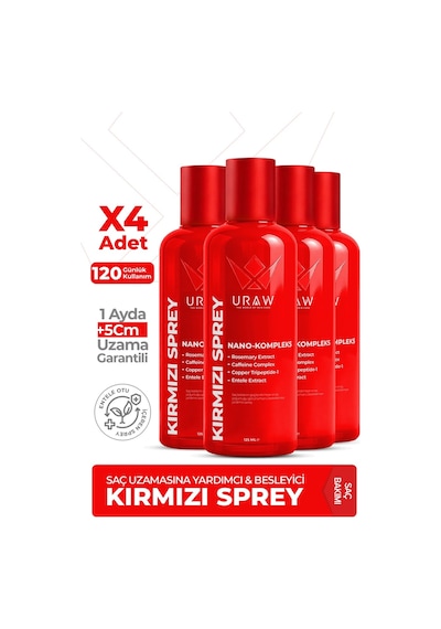 Uraw Yoğun Bakım ve Hızlı Uzama Desteği Kırmızı Sprey 4’lü Set