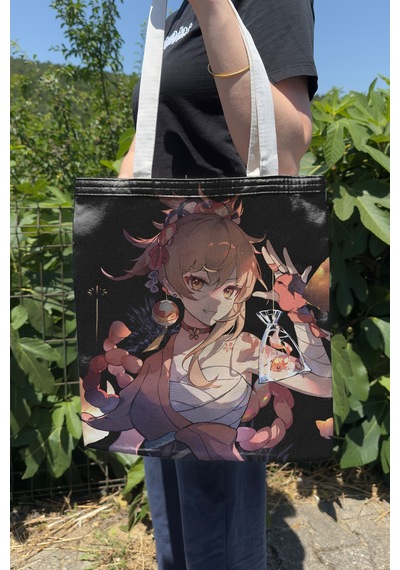 Zipzap Yoimiya Genshin Impact V5 Çift Taraflı Kanvas Baskı Bez Çanta Anime Çantası