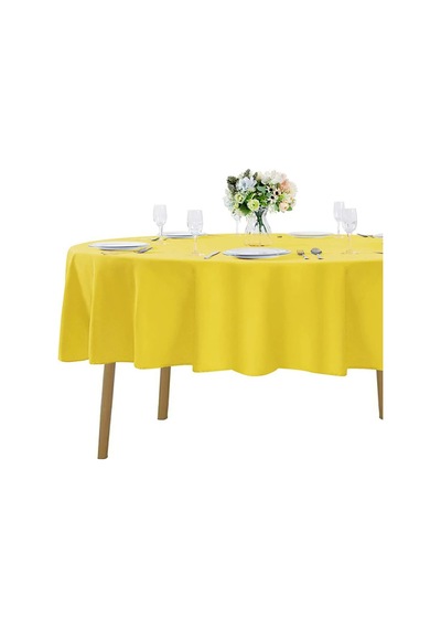 Sıvıya Dayanıklı Dertsiz Oval Masa Örtüsü Sarı 160 X 300