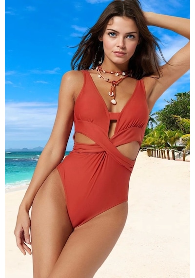 Ersefa Yüzme Kıyafeti Tasarım Mayo Swimsuit Su Sporları İçin Yaz Koleksi Tarçın
