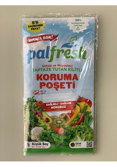 Palfresh - Sebze Ve Meyveleri Taze Tutan Kilitli Buzdolabı Poşet 5 Adet Yeşil