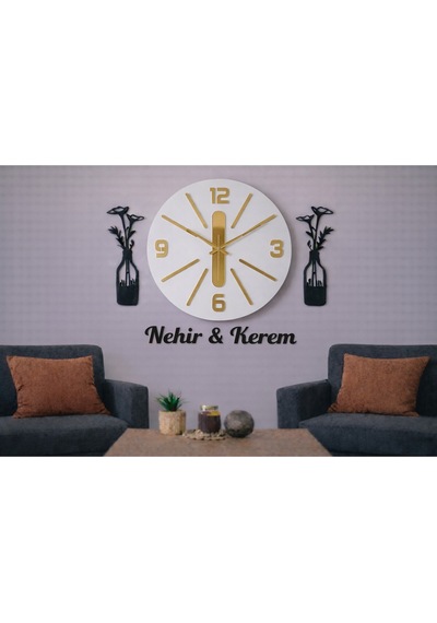 Duvar Saati 40 Cm Çiçekler 30 Cm Kişiye Özel No 1025 Çok Renkli