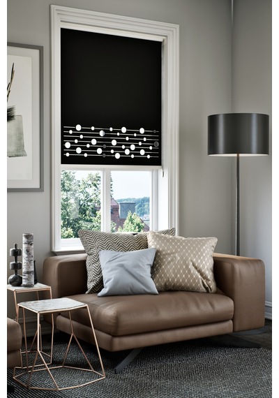 Lazer Kesim Mat Stor Perde, Lazer Kesimli Modern Serisi, M-161008 Siyah Renk Siyah Siyah