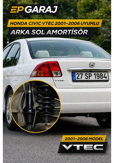 Honda Civic Vtec 2001 2006 Uyumlu Arka Sol Amortisör Oem -