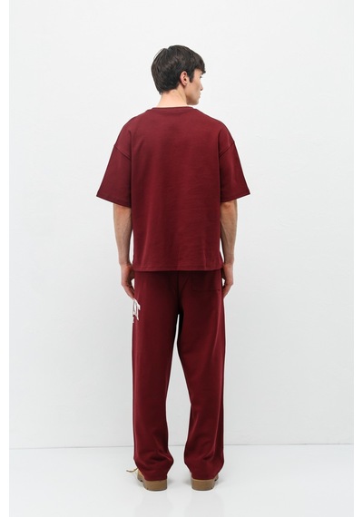 Oversize Baskılı Eşofman Takım V90-27 Bordo