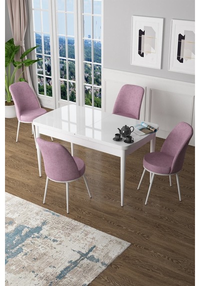 Canisa Concept Zen Serisi 80x132 Mdf Açılabilir Beyaz Masa Takımı Ve 4 Pembe Sandalye Masa Beyaz Sandalyeler Pembe Canisa Concept Zen Serisi 80x132 Mdf Açılabilir Beyaz Masa Takımı Ve 4 Pembe Sandalye Masa Beyaz Sandalyeler Pembe