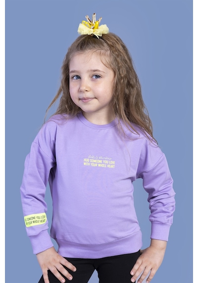 Toontoy Kız Çocuk Baskılı Sweatshirt Lila