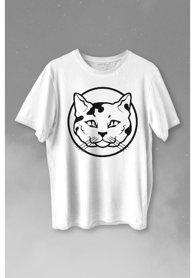 Sevimli Kedi Minik Bıyıklı Cat Minnoş Baskılı Tişört Unisex T-shirt 001