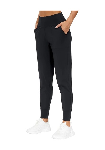 Genius Store Yüksek Bel Yoga Koşu Egzersiz Hafif Kadın Jogger Eşofman Altı Siyah