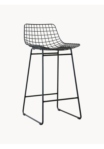 Westwing Wire Metal Bar Taburesi - Gümüş Rengi, Minimalist Ve Çok Yönlü Sandalye Siyah