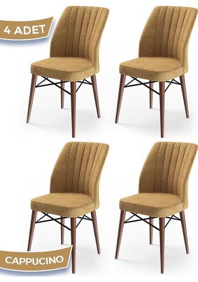 Canisa Concept Canisa Flex Serisi Gürgen Ayaklı 1.sınıf Sandalye , 4 Adet , Cappucino , Ayaklar Ceviz Cappuccino
