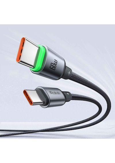 Mcdodo Ca-6871 Type-c Type-c 60 W Pd Hızlı E-marker Çipli Easy Series Örgü 2 M Şarj Kablosu Siyah