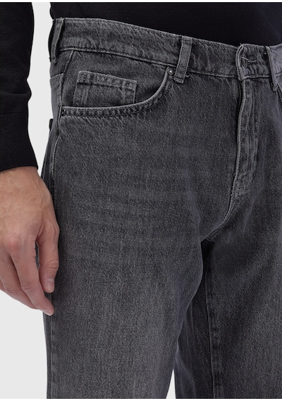 Ramsey Koyu Gri Düz Regular Fit Denim %100 Pamuk Pantolon