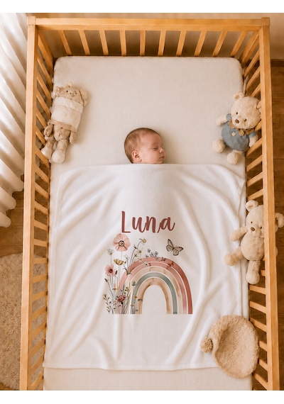 Pia Baby Kişiye Özel Kız Bebek Tulum Set 4 Parça %100 Pamuk İsimli Organik Baskılı Battaniyeli 1080bt3x Ekru
