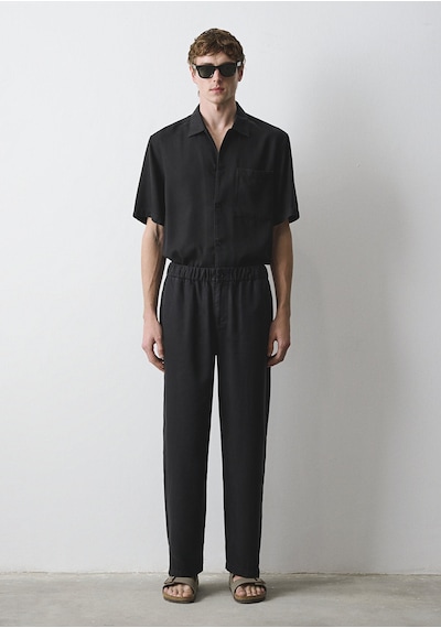 Mavi - Siyah Liyosel Tencel Pantolon 0010591-900