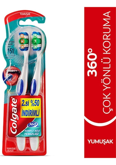 4 Adet Colgate Diş Fırçası 360 Komple Ağız Temizliği Yumuşak 1+1
