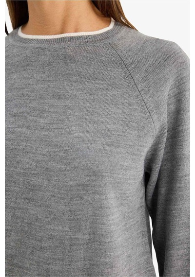 Defacto Relax Fit Bisiklet Yaka Kazak G9739ax25cwgr56 Gri-gr56