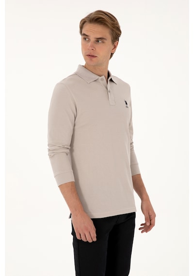 U.S. Polo Assn. Erkek Regular Fit Polo Yaka Taş Basic Sweatshirt 50307757-VR049