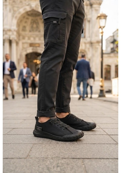 Fort 2065 Bst Rahat Esnek Lastik Bağcıklı Sneaker Erkek Ayakkabı Siyah