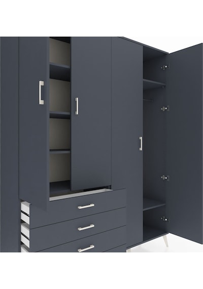 Hyperion Gardrop 6 Raflı 4 Çekmeceli Tek Askılı 176x44x221 Antrasit-antrasit Antrasit Hyperion Gardrop 6 Raflı 4 Çekmeceli Tek Askılı 176x44x221 Antrasit-antrasit Antrasit