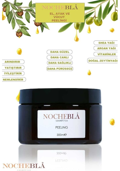 NOCHEBLA Shea Peeling Doğal Zeytinyağlı Ve Nemlendirici Vücut Peelingi (300 ml)