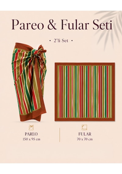 Tarzını Seç Premium Capri Desenli 2 Li Pareo Ve Fular Seti 150x95 Cm / 70x70 Cm