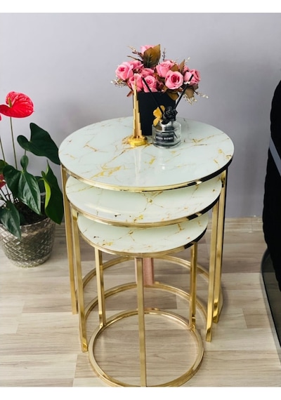 Ultra Premınıum 8 Mm Temper Glass Gold C Zıgon Sehpa