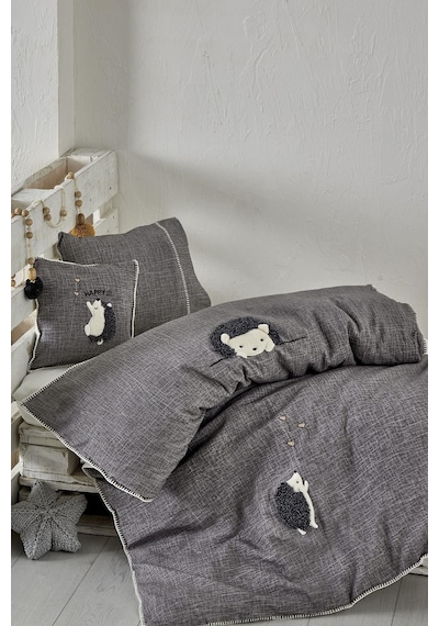 Ecocotton Migala Bebek Nevresim Takımı Organik Pamuk Müslin Nakışlı Gri 100 x 150 CM Ecocotton Migala Bebek Nevresim Takımı Organik Pamuk Müslin Nakışlı Gri 100 x 150 CM