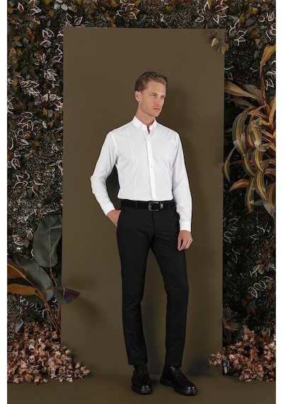 Efor Gk 691 Slim Fit Beyaz Klasik Gömlek Beyaz