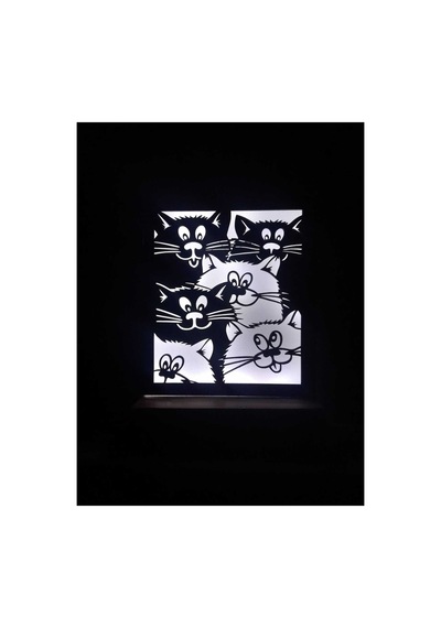 Işıklı Kişiselleştirilmiş Dekoratif Sevimli Kediler Gece Lambası Beyaz - 740035320 Beyaz