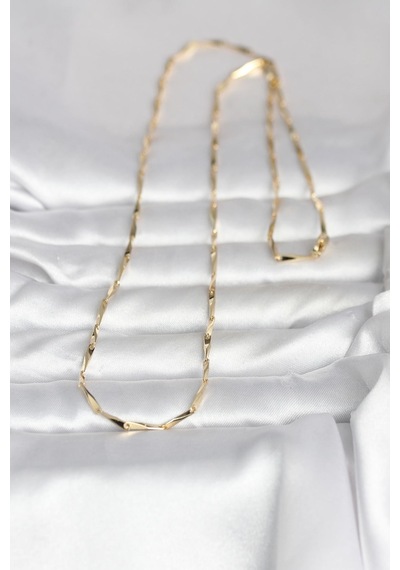 Cm 14k Gold Renk Kesme Çubuk Zincirli Model 60 Cm Kadın Kolye Altın - Beyaz