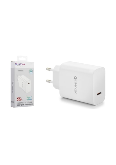 Genax GNX055 Gan 55 W Type-c-PD Şarj Adaptörü - Beyaz