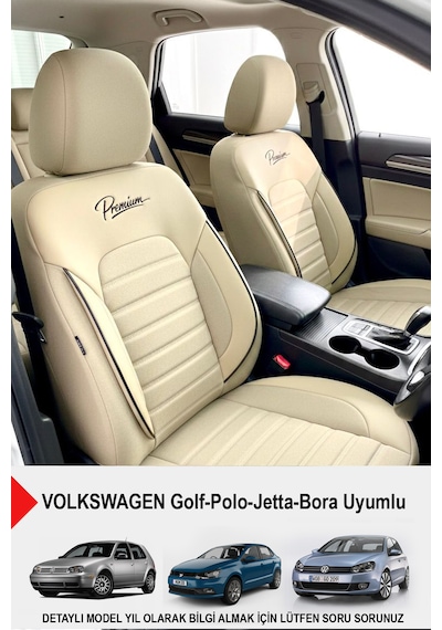 Premium Serisi Lüks Keten Oto Koltuk Kılıfı Volkswagen Bora-golf-jetta-polo Uyumlu Bej