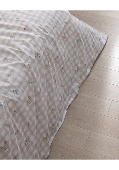 Virginie Tek Kişilik %100 Pamuk Ranforce Baskılı Çarşaflı Nevresim Takımı - Bej 8684427334416 Çok Renkli