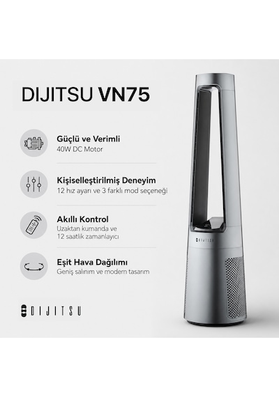 Dijitsu Vn75 Uzaktan Kumandalı Kule Tipi Vantilatör