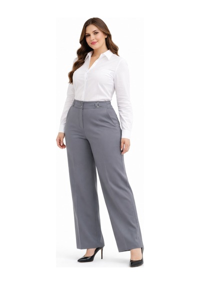 Kübra Kadın Boru Paça Kumaş Pantolon Bgl-st05386 Koyu Gri