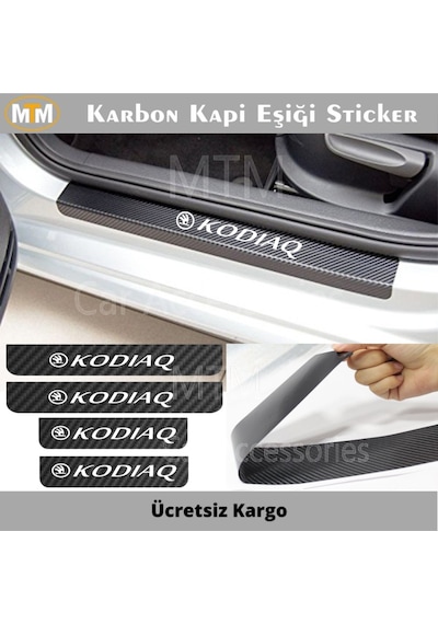 Skoda Kodiaq Karbon Kapı Eşiği Sticker (4 Adet)