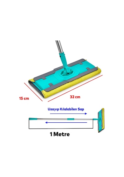 Yüzey Yer Temizleme Emici 360 Derece Dönen Saplı Değiştirilebilir Mikrofiber Uzayabilen Yengeç Mop
