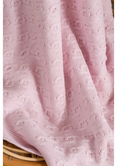 Toffy Toz Pembe Sarmaşık Örgü Bebek Battaniyesi 100x100 Pembe