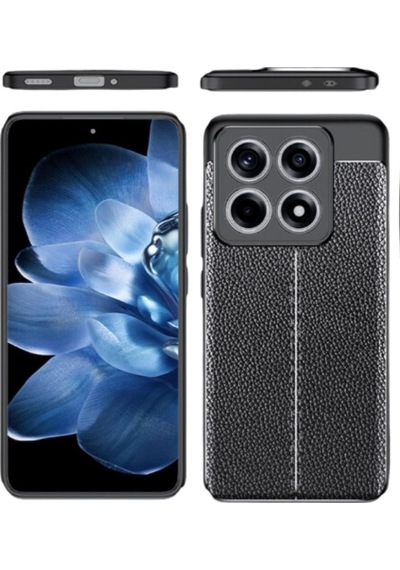 Xiaomi 14T Pro Uyumlu Silikon Kılıf Deri Desenli Kamera Korumalı Darbe Emici Kapak