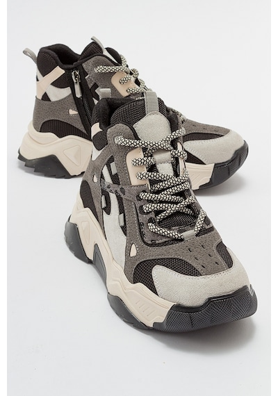 Luvishoes Lowel Buz Siyah Kadın Spor Bot Buz Gri - Siyah