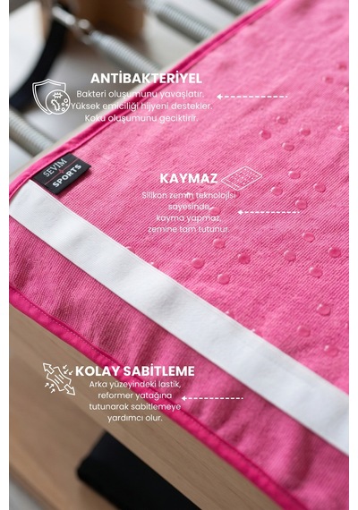 Kaymaz Silikon Tabanlı, Reformer Pilates Havlusu, Ter Emici Bambu Pilates Mat Havlu-fuşya Fusya