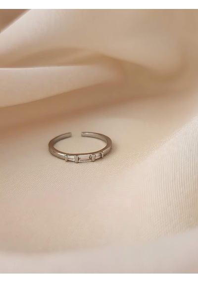 Zirkon Taşlı Eklem Kıkırdak Kemik Ayarlanabilir Model Silver Gümüş Renkli Yüzük Silver