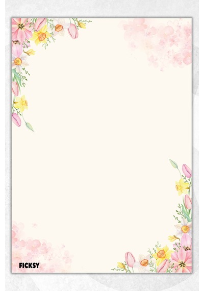 A5 Çiçek Bloknot Çizgisiz Defter - 50 Yaprak - Memopad - Notepad - Not Defteri - Not Kağıdı - 2945 Çok Renkli