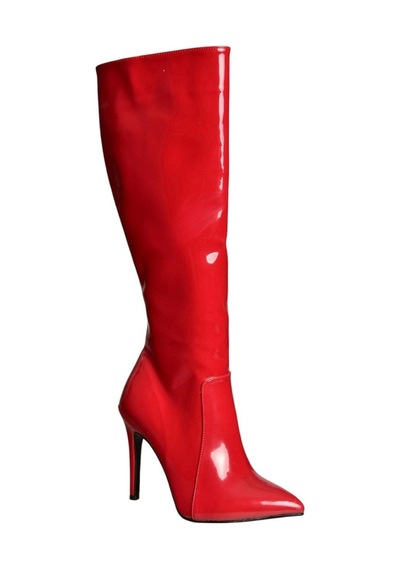 Fox Shoes N372530108 Kırmızı Rugan İnce Topuklu Kadın Çizme Kırmızı-rugan